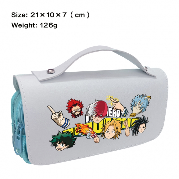 My Hero Academia Anime PU canvas flip three color portable pen bag 21X10X7cm