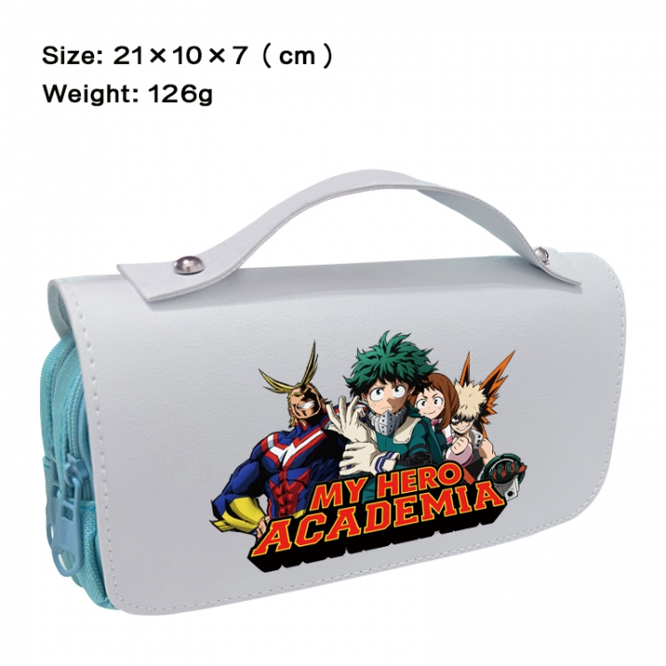 My Hero Academia Anime PU canvas flip three color portable pen bag 21X10X7cm