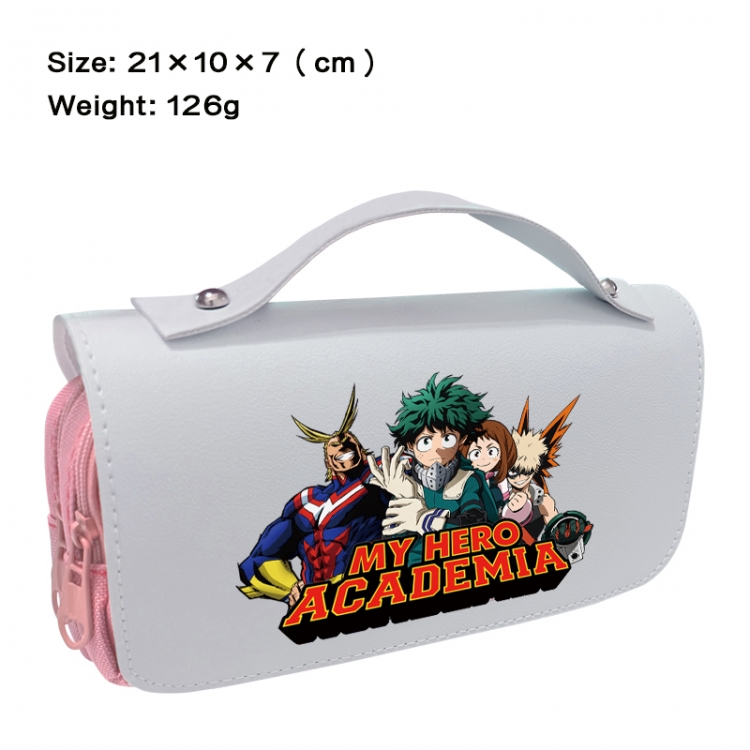 My Hero Academia Anime PU canvas flip three color portable pen bag 21X10X7cm