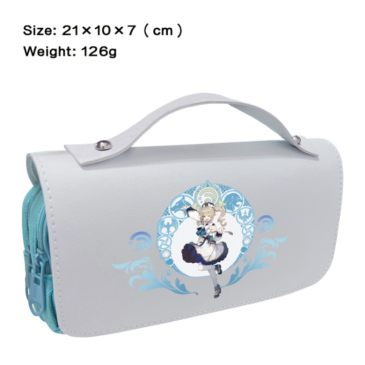 Genshin Impact Anime PU canvas flip three color portable pen bag 21X10X7cm