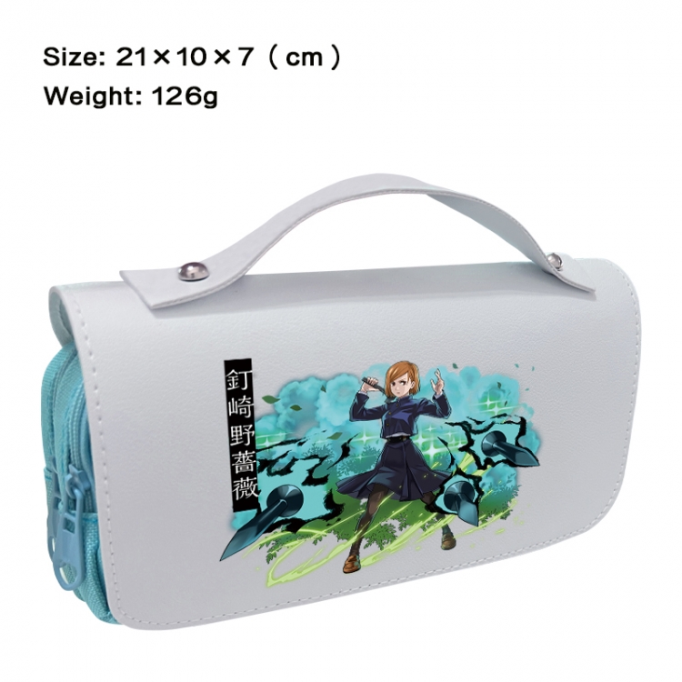 Jujutsu Kaisen Anime PU canvas flip three color portable pen bag 21X10X7cm