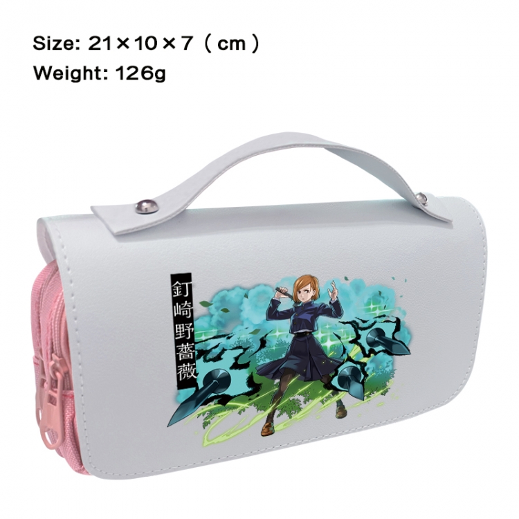 Jujutsu Kaisen Anime PU canvas flip three color portable pen bag 21X10X7cm
