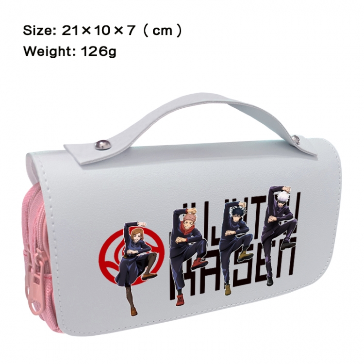 Jujutsu Kaisen Anime PU canvas flip three color portable pen bag 21X10X7cm
