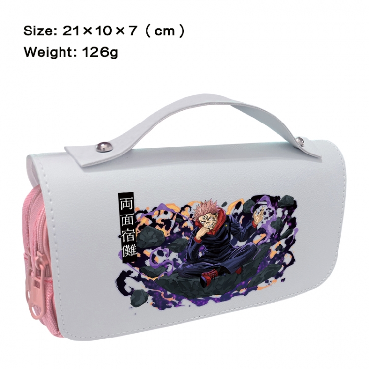 Jujutsu Kaisen Anime PU canvas flip three color portable pen bag 21X10X7cm