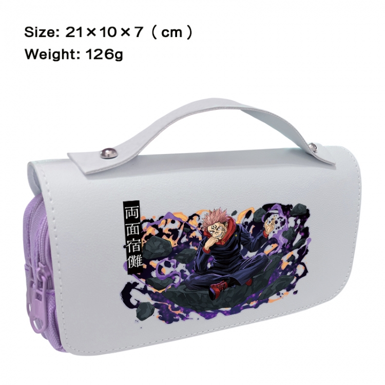 Jujutsu Kaisen Anime PU canvas flip three color portable pen bag 21X10X7cm