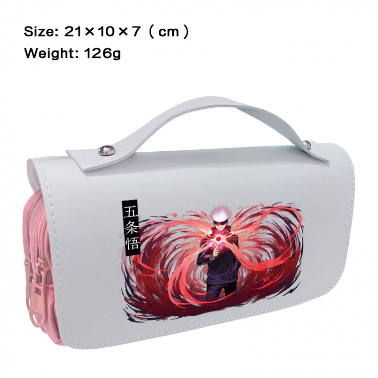 Jujutsu Kaisen Anime PU canvas flip three color portable pen bag 21X10X7cm