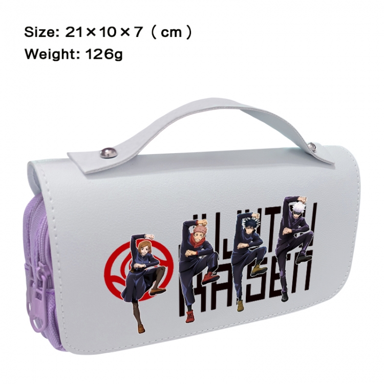Jujutsu Kaisen Anime PU canvas flip three color portable pen bag 21X10X7cm