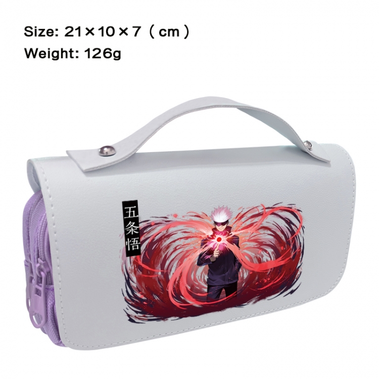 Jujutsu Kaisen Anime PU canvas flip three color portable pen bag 21X10X7cm