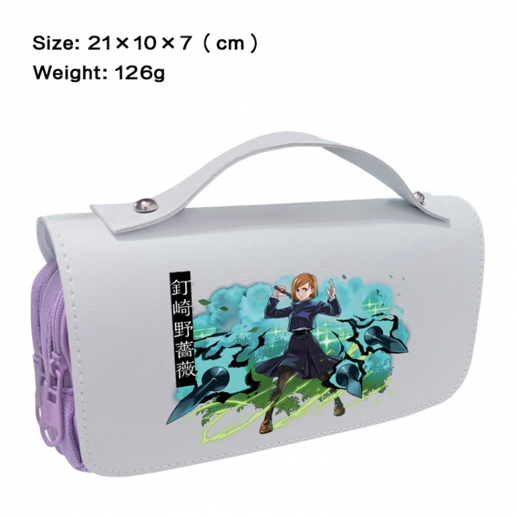 Jujutsu Kaisen Anime PU canvas flip three color portable pen bag 21X10X7cm