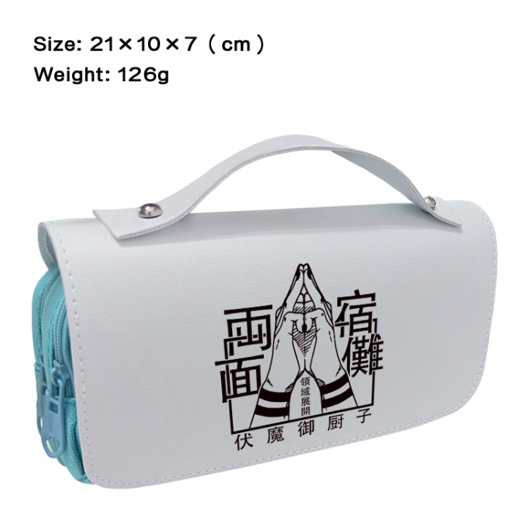Jujutsu Kaisen Anime PU canvas flip three color portable pen bag 21X10X7cm