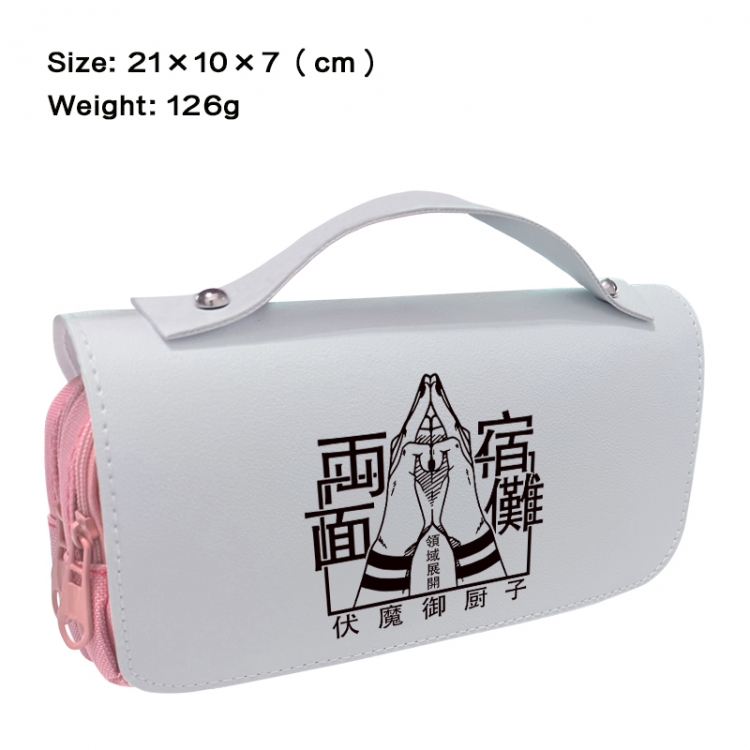 Jujutsu Kaisen Anime PU canvas flip three color portable pen bag 21X10X7cm