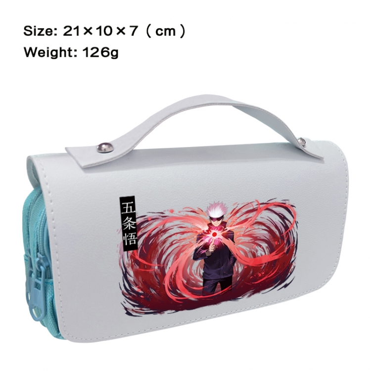 Jujutsu Kaisen Anime PU canvas flip three color portable pen bag 21X10X7cm