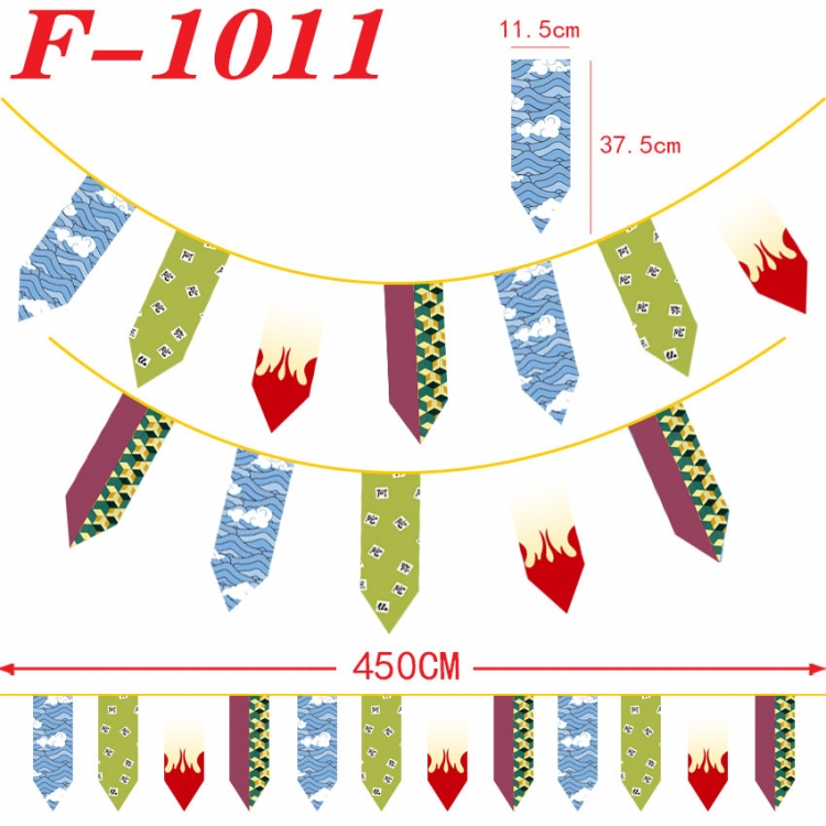 Demon Slayer Kimets Anime Surrounding Christmas Halloween Inverted Triangle Flags 11.5x37.5cm