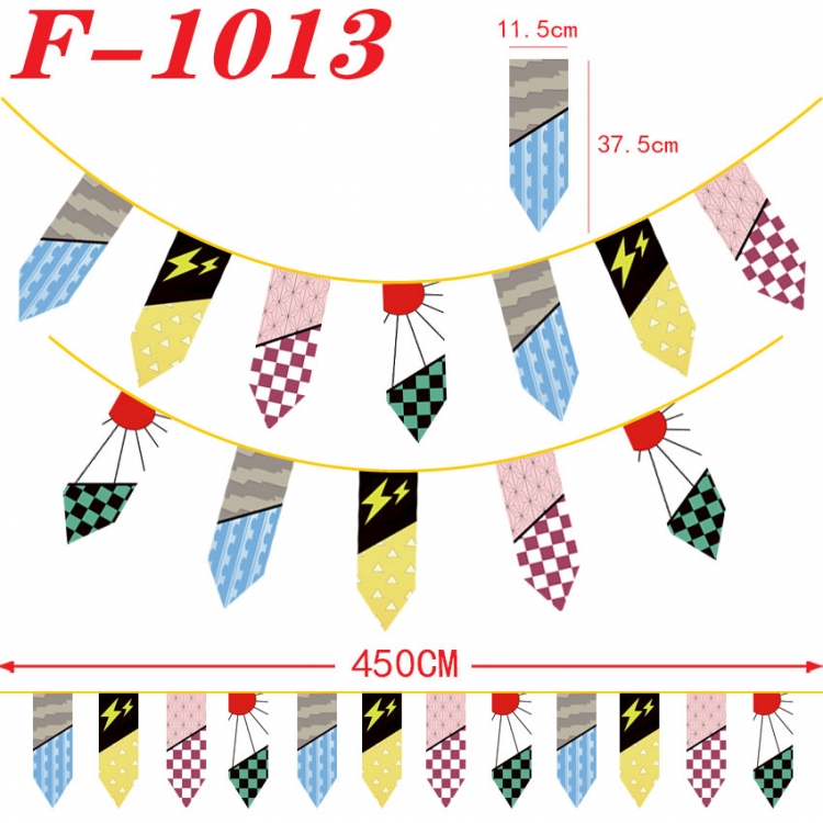 Demon Slayer Kimets Anime Surrounding Christmas Halloween Inverted Triangle Flags 11.5x37.5cm