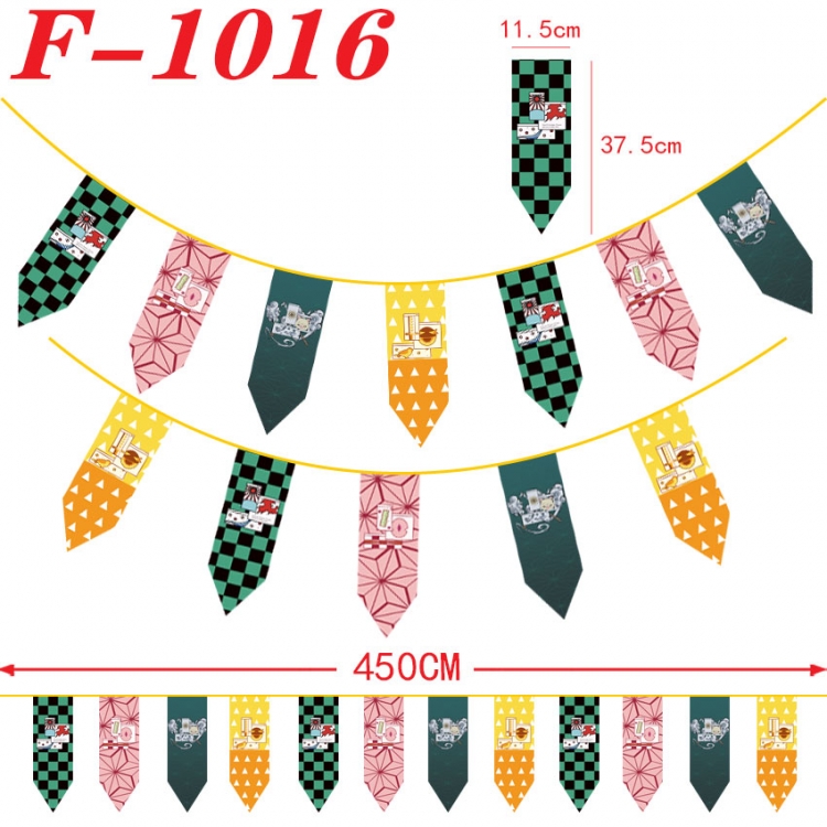Demon Slayer Kimets Anime Surrounding Christmas Halloween Inverted Triangle Flags 11.5x37.5cm