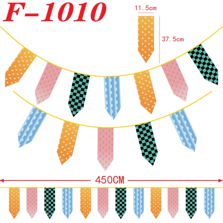 Demon Slayer Kimets Anime Surrounding Christmas Halloween Inverted Triangle Flags 11.5x37.5cm