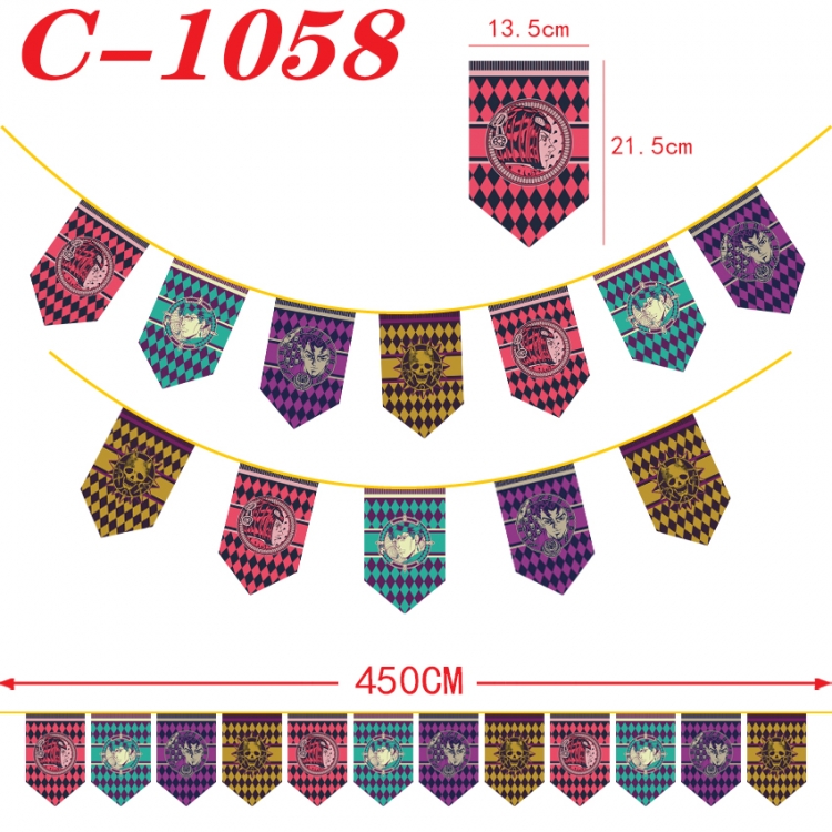 JoJos Bizarre Adventure Halloween Christmas String Flag Inverted Triangle Flag 13.5x21.5cm C-1058