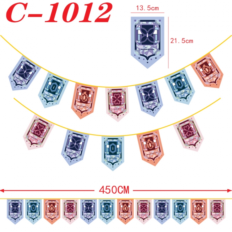 Demon Slayer Kimets Halloween Christmas String Flag Inverted Triangle Flag 13.5x21.5cm C-1012