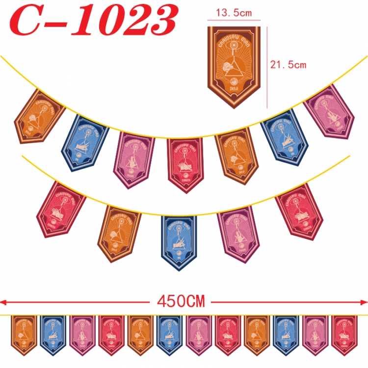 Chainsaw man Halloween Christmas String Flag Inverted Triangle Flag 13.5x21.5cm C-1023