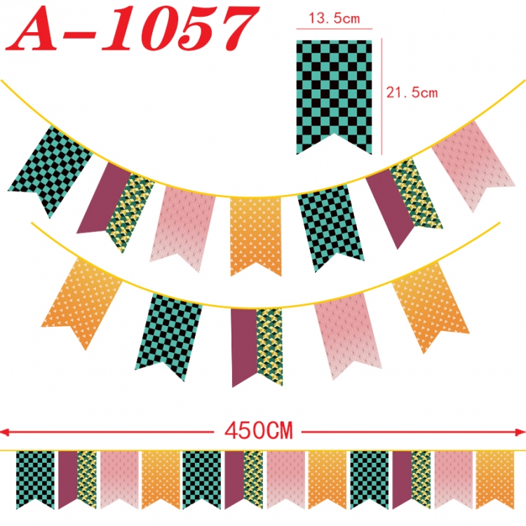 Demon Slayer Kimets Anime Halloween Christmas Flag String 450cm A-1057