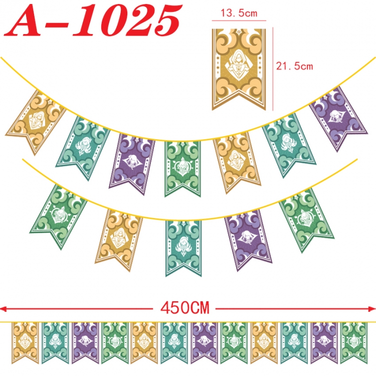 Genshin Impact Anime Halloween Christmas Flag String 450cm A-1025