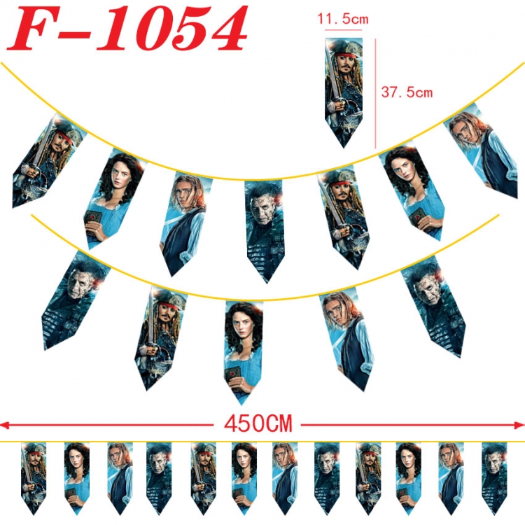 Pirates of the Caribbean Anime Surrounding Christmas Halloween Inverted Triangle Flags 450cm F-1054