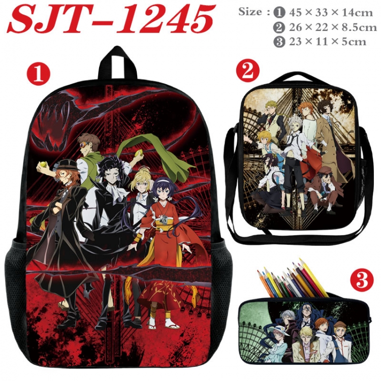Bungo Stray Dogs Anime nylon canvas backpack pencil case crossbody bag three piece set 45x33x14cm SJT-1245