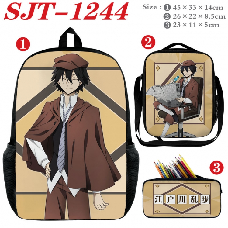 Bungo Stray Dogs Anime nylon canvas backpack pencil case crossbody bag three piece set 45x33x14cm SJT-1244