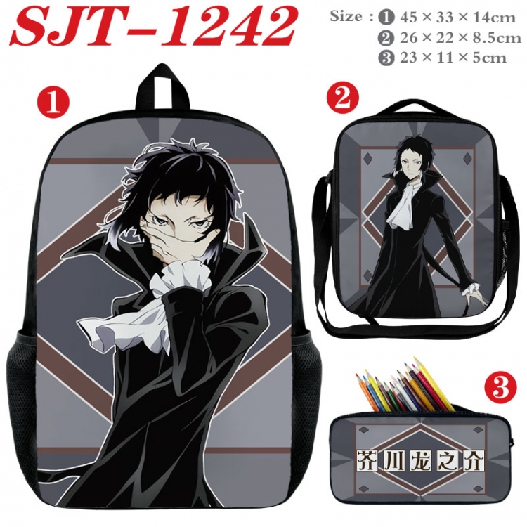 Bungo Stray Dogs Anime nylon canvas backpack pencil case crossbody bag three piece set 45x33x14cm SJT-1242