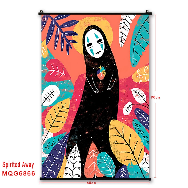Spirited Away Anime black Plastic rod Cloth painting Wall Scroll 60X90CM MQG-6866