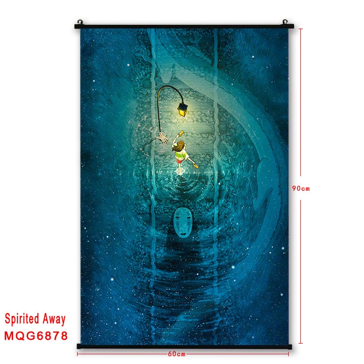 Spirited Away Anime black Plastic rod Cloth painting Wall Scroll 60X90CM MQG-6878