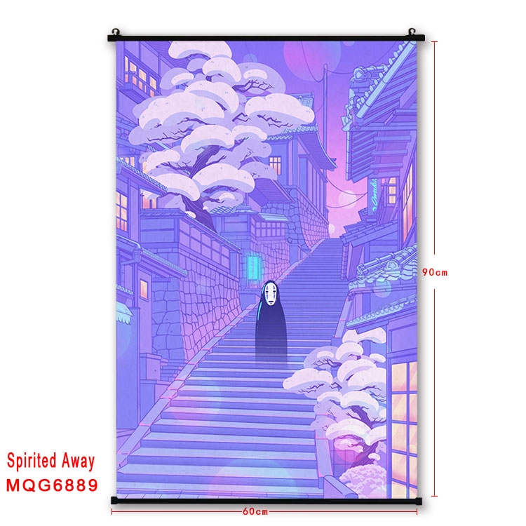 Spirited Away Anime black Plastic rod Cloth painting Wall Scroll 60X90CM MQG-6889