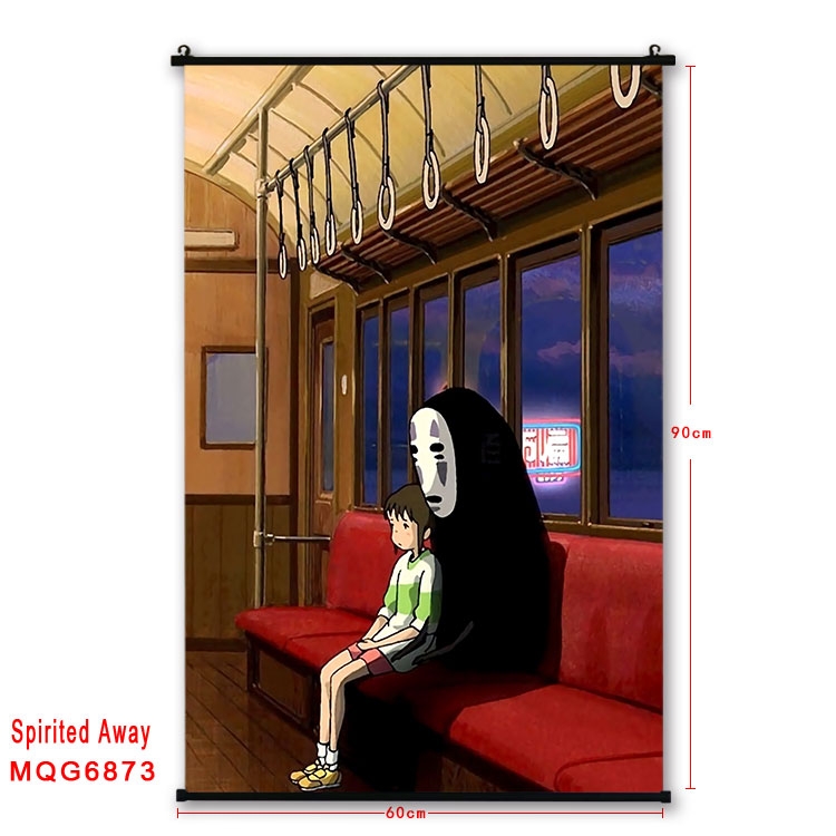 Spirited Away Anime black Plastic rod Cloth painting Wall Scroll 60X90CM MQG-6873
