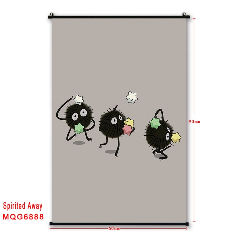 Spirited Away Anime black Plastic rod Cloth painting Wall Scroll 60X90CM MQG-6888