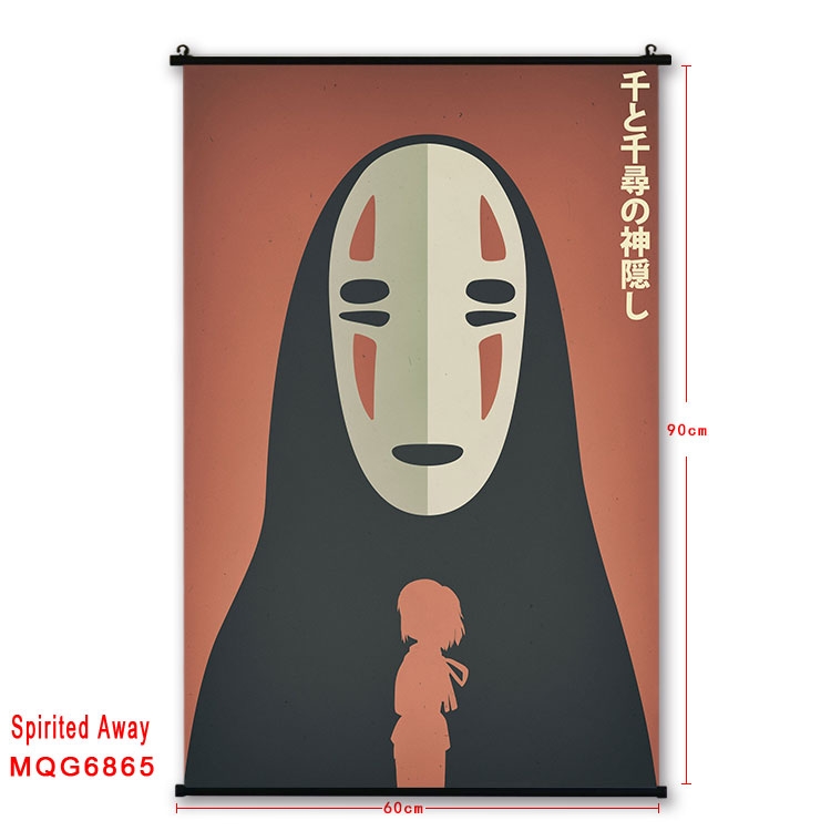 Spirited Away Anime black Plastic rod Cloth painting Wall Scroll 60X90CM MQG-6865