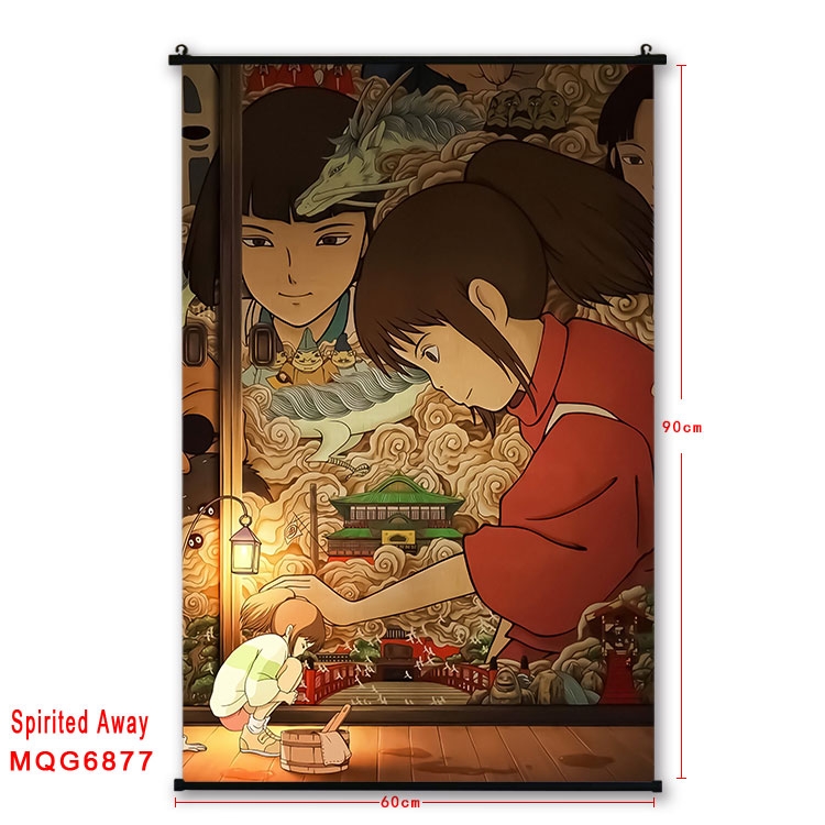 Spirited Away Anime black Plastic rod Cloth painting Wall Scroll 60X90CM  MQG-6877