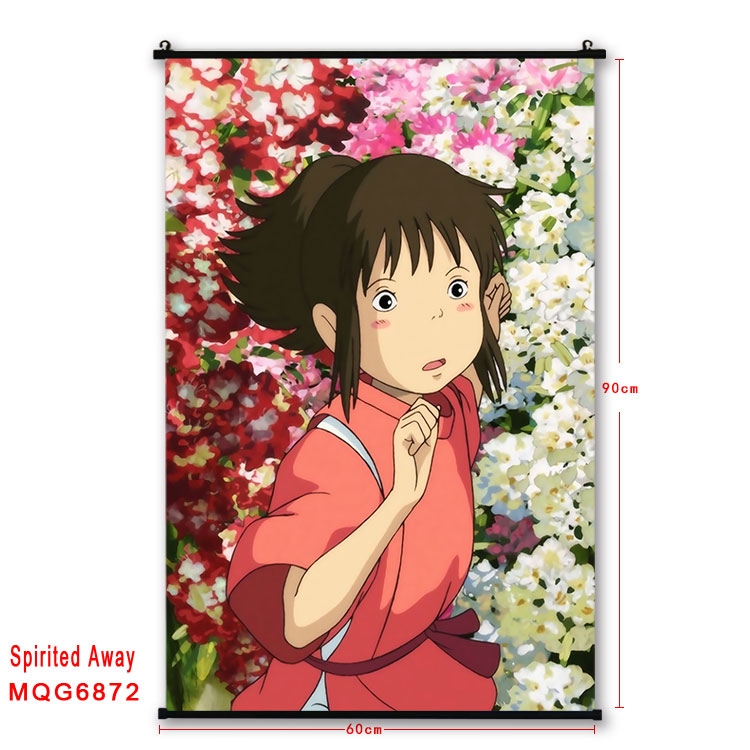 Spirited Away Anime black Plastic rod Cloth painting Wall Scroll 60X90CM MQG-6872