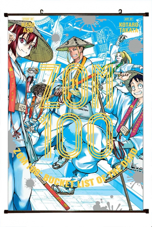 Zom 100 Anime black Plastic rod Cloth painting Wall Scroll 60X90CM J4-6