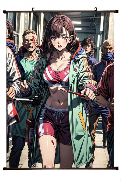 Zom 100 Anime black Plastic rod Cloth painting Wall Scroll 60X90CM J4-70