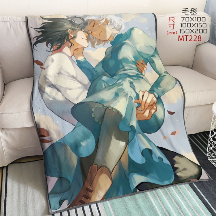Howls Moving Castle Anime oversized mink flannel blanket 150X200CM customizable