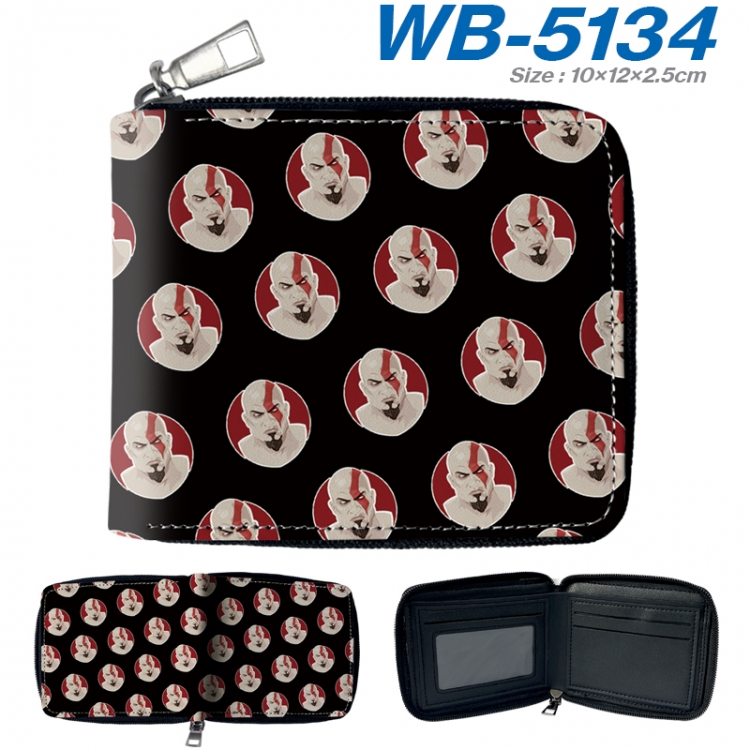 God of War Anime color short full zip folding wallet 10x12x2.5cm WB-5134A