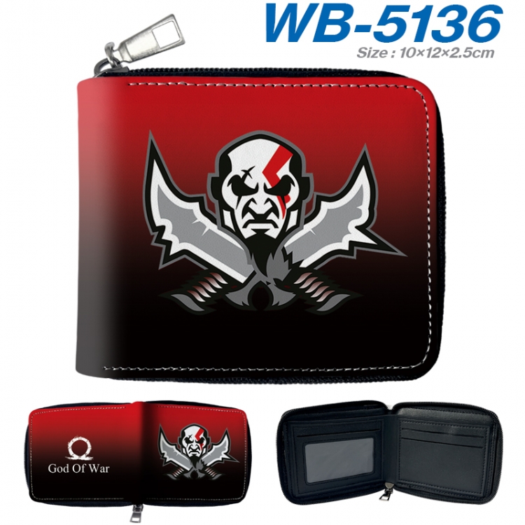 God of War Anime color short full zip folding wallet 10x12x2.5cm WB-5136A