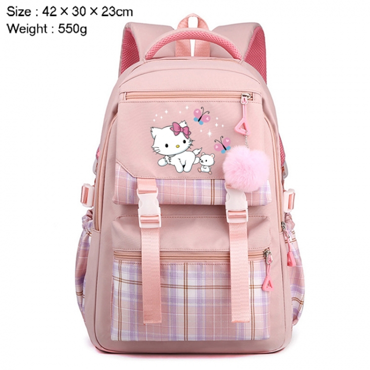 Sanrio Anime Plaid Backpack Four Color Fashion Backpack 42X30X23cm 550g
