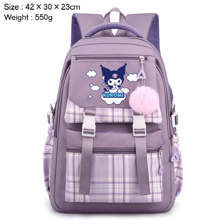 Sanrio Anime Plaid Backpack Four Color Fashion Backpack 42X30X23cm 550g