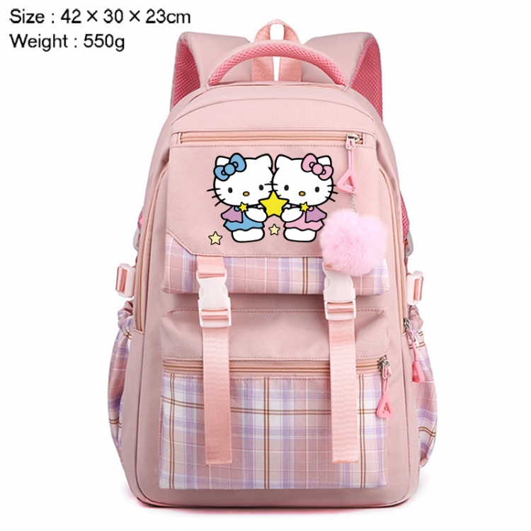 Sanrio Anime Plaid Backpack Four Color Fashion Backpack 42X30X23cm 550g