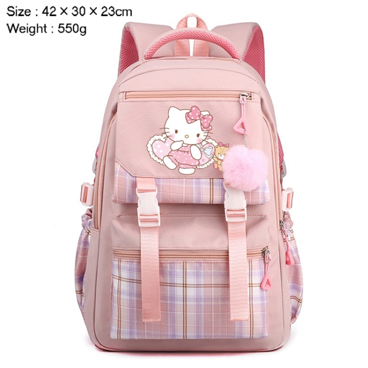 Sanrio Anime Plaid Backpack Four Color Fashion Backpack 42X30X23cm 550g