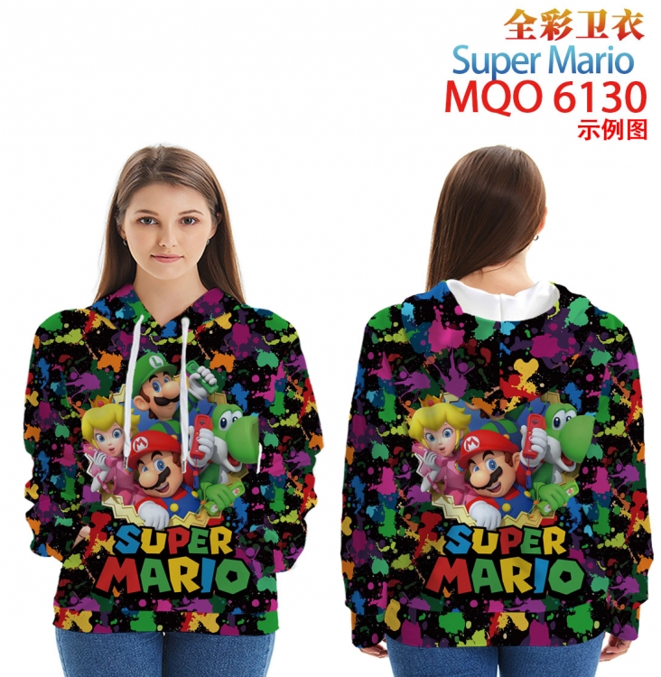 Super Mario Long Sleeve Hooded Full Color Patch Pocket Sweatshirt from XXS to 4XL  MQO 6130