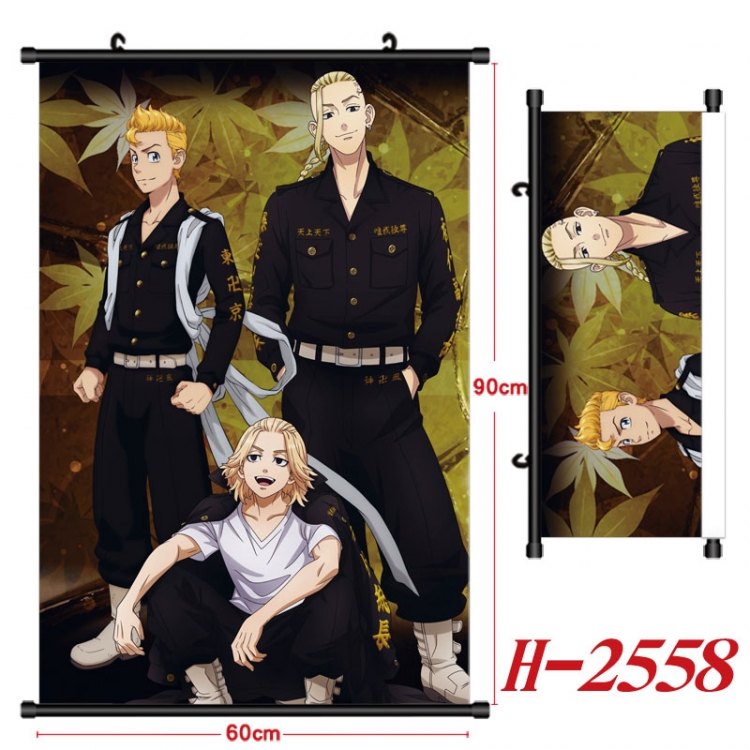 Tokyo Revengers Anime Black Plastic Rod Canvas Painting Wall Scroll 60X90CM  H-2558