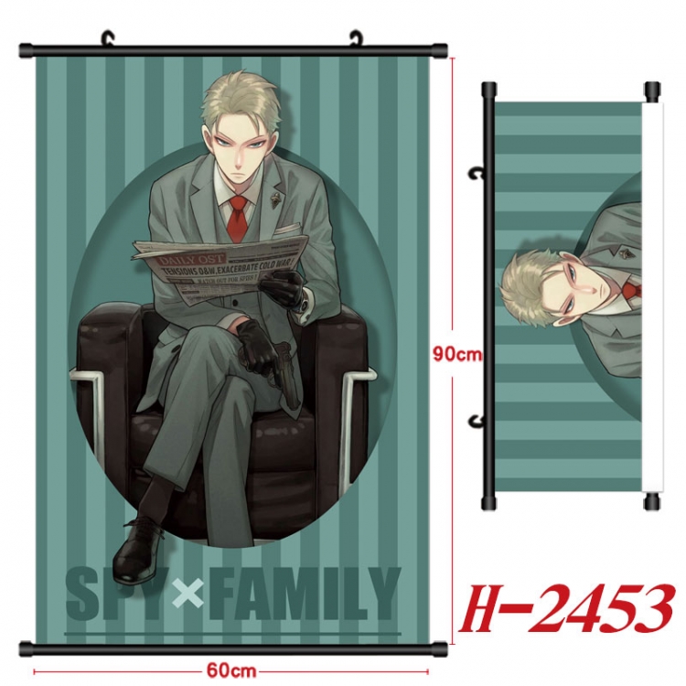 SPY×FAMILY Anime Black Plastic Rod Canvas Painting Wall Scroll 60X90CM H-2453