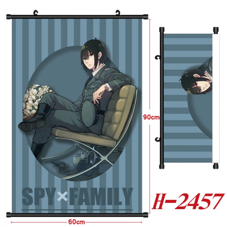 SPY×FAMILY Anime Black Plastic Rod Canvas Painting Wall Scroll 60X90CM H-2457